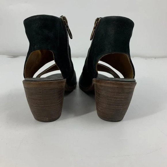 P. Monjo Women Suede Leather Side Zip Open Toe Heeled Sandals Size 8.5 - Picture 9 of 16